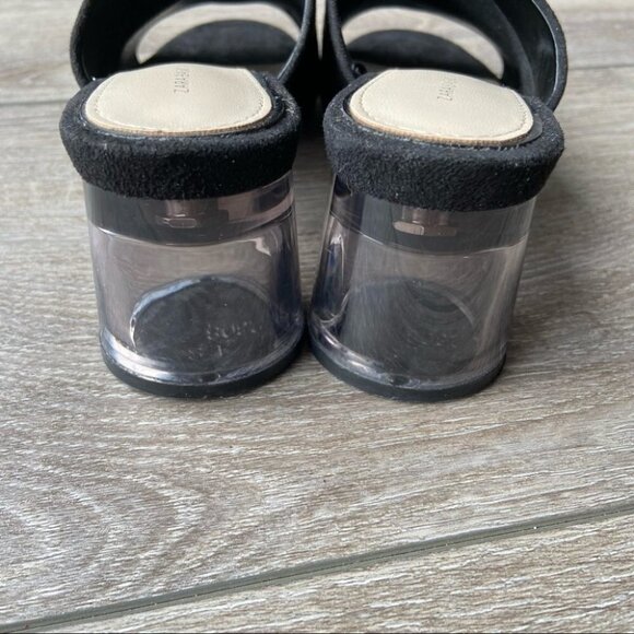 Zara  Black Faux Suede Clear Heel Slides - Picture 7 of 14